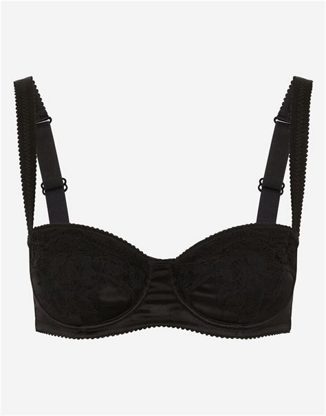 DOLCE & GABBANA Satin balconette bra with lace detailing.